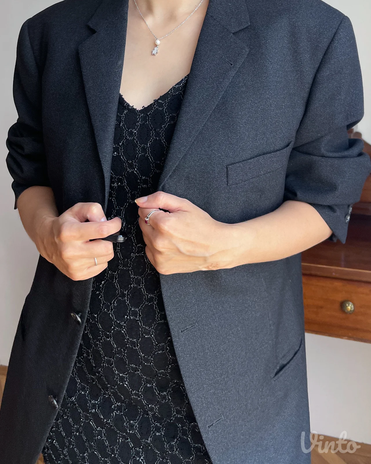 Klasičan vintage crni sako 90 retro unisex 100% vuna