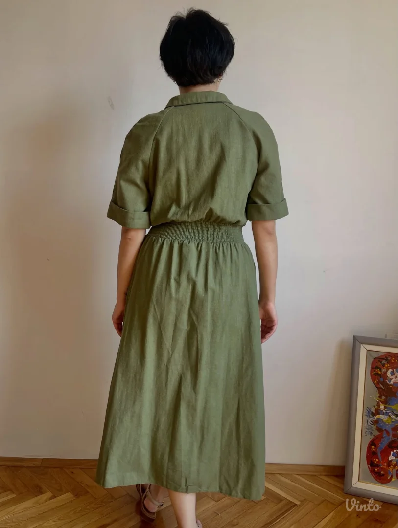 Vintage pamučna haljina-košulja u safari stilu C&A