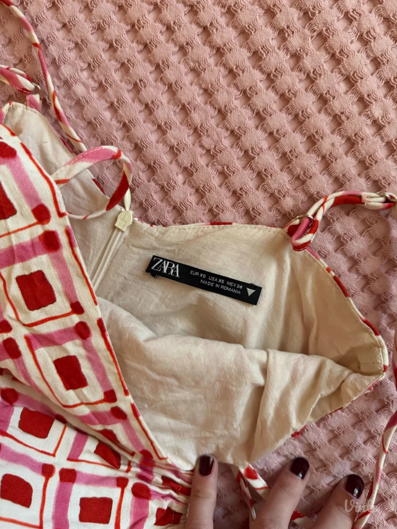 Zara lanena sarena haljina (XS)