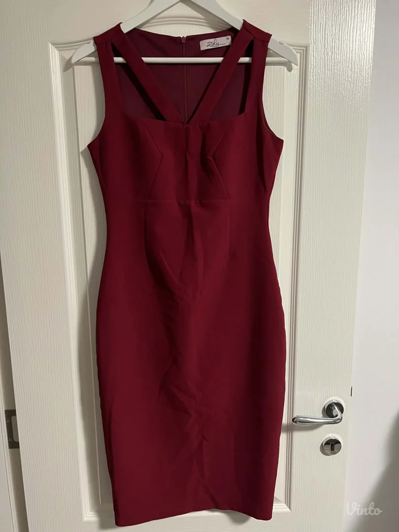 Uska midi bordo/tamnoljubičasta haljina