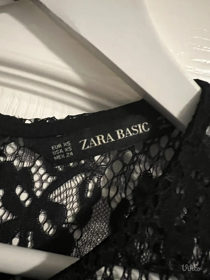 Zara midi crna haljina sa cipkom