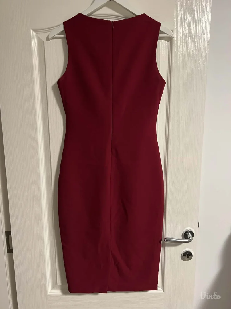 Uska midi bordo/tamnoljubičasta haljina