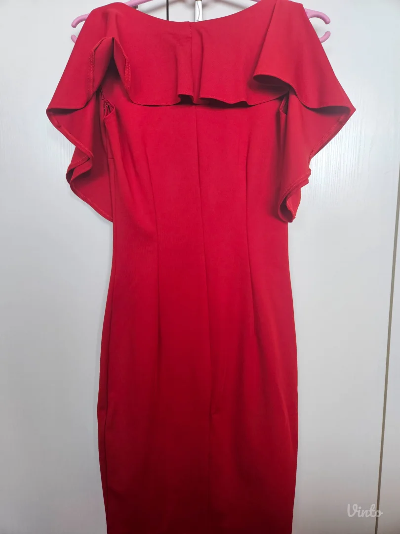 Unikatna crvena elegantna šivena haljina