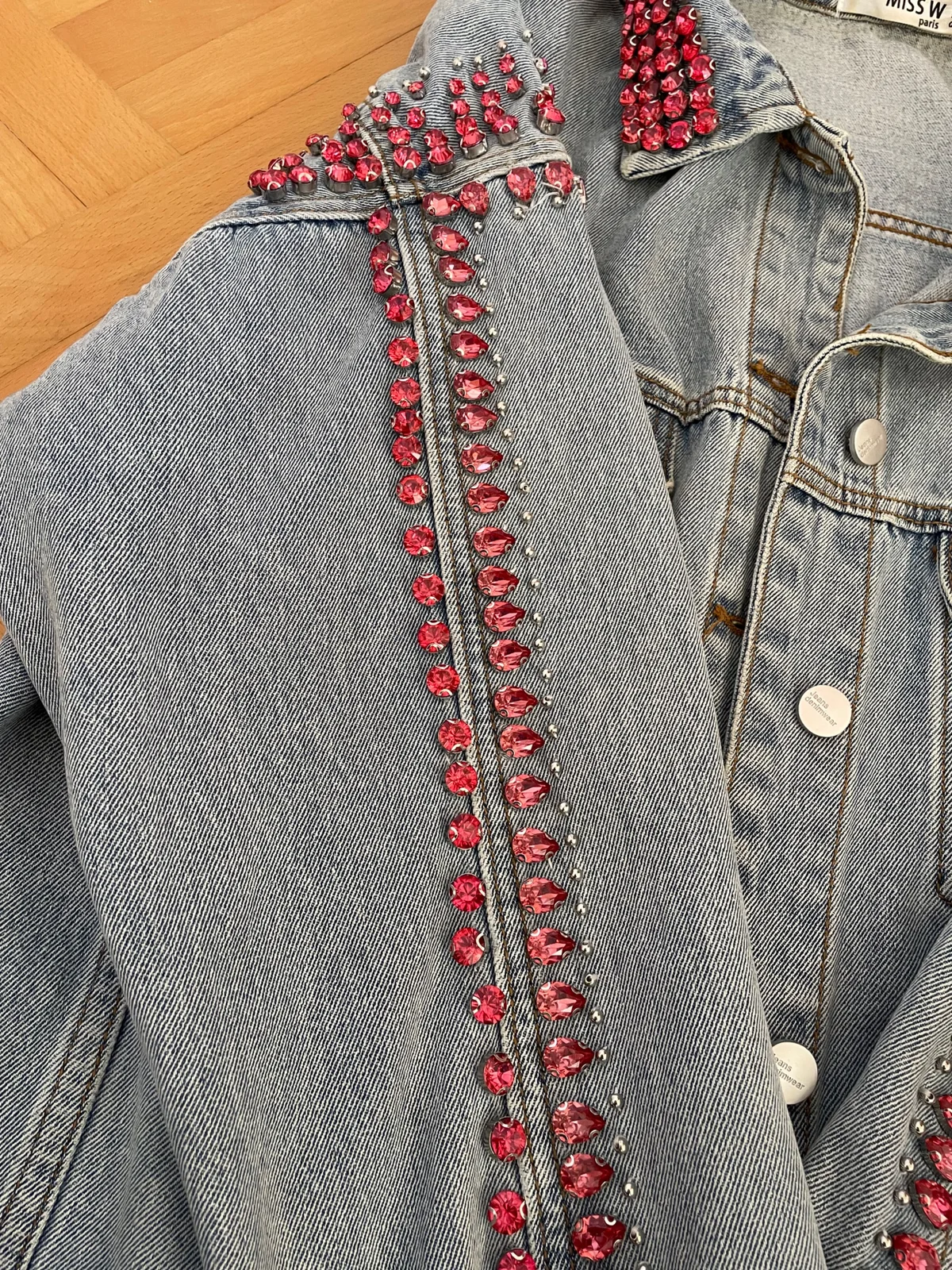 Teksas jakna sa roze kristalima | S | denim