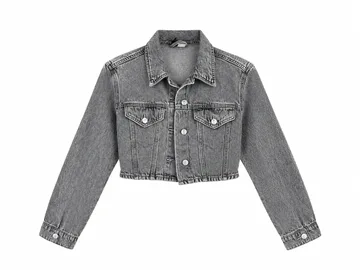 H&M siva teksas jakna | crop | veličina S