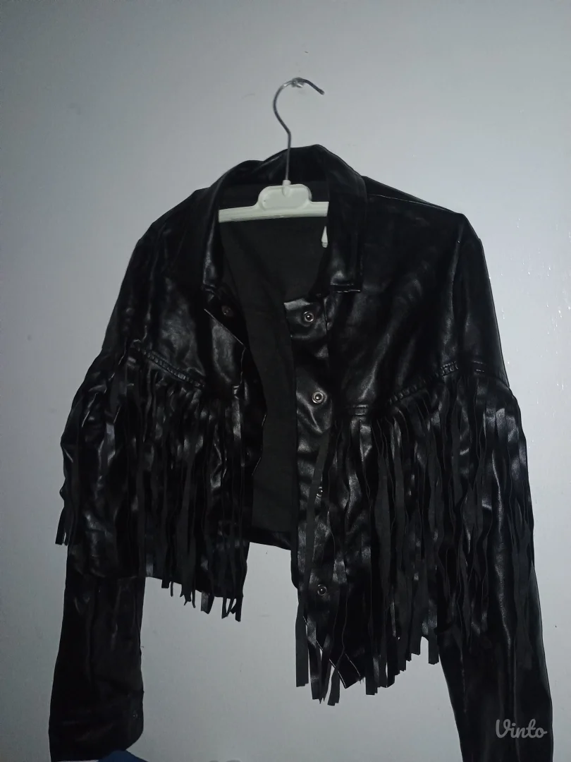 Shein - crna kratka jakna s resama