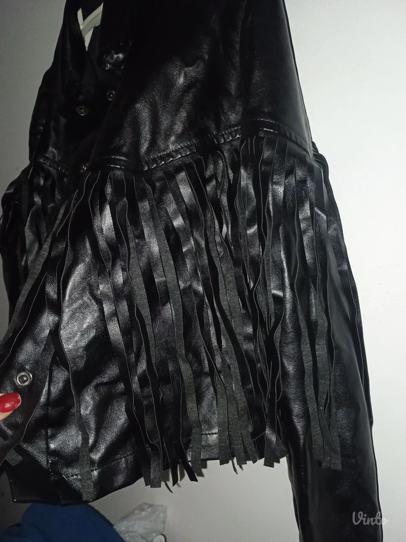 Shein - crna kratka jakna s resama