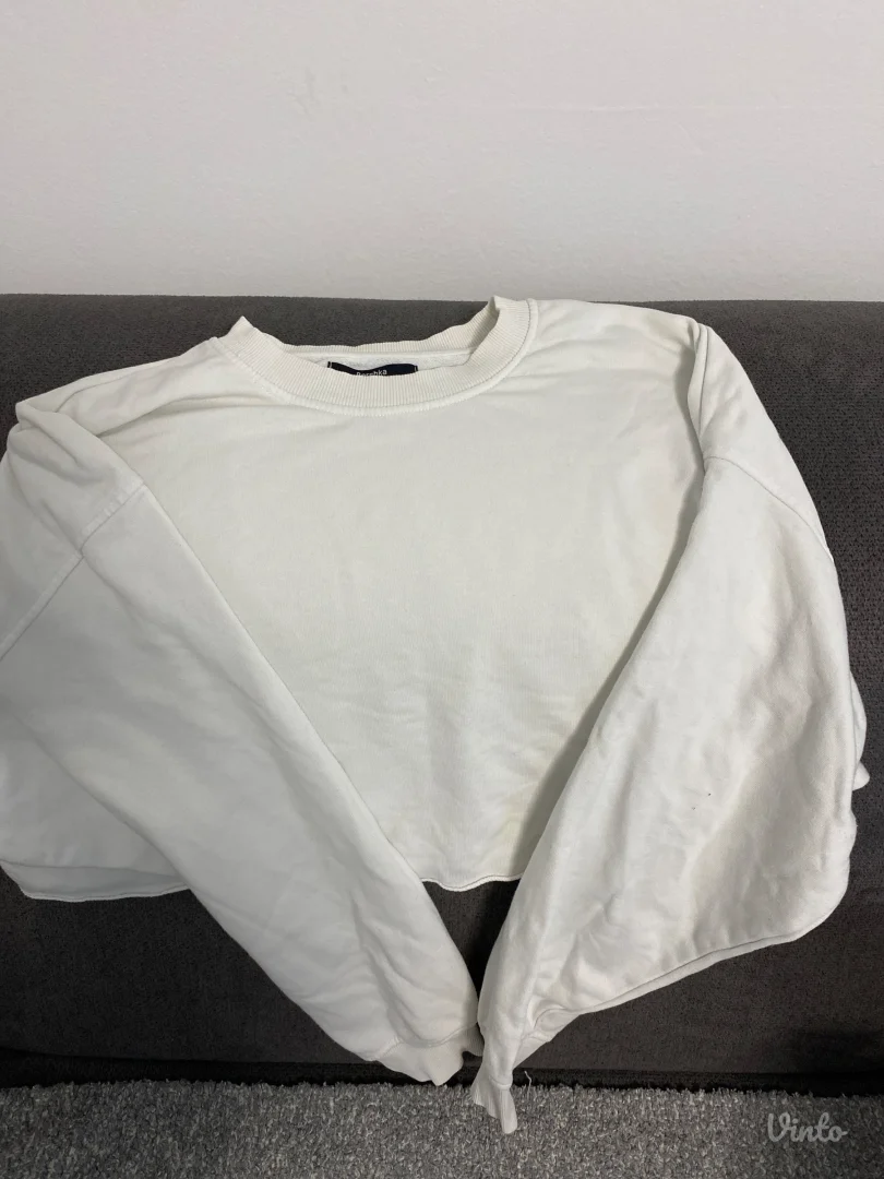 Bershka basic beli crop top duks