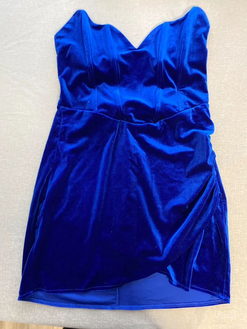 Prelepa kraljevsko plava plišana korset haljina