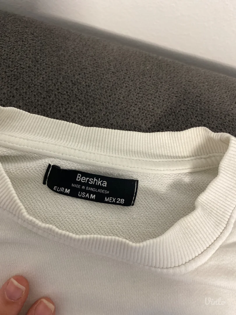 Bershka basic beli crop top duks