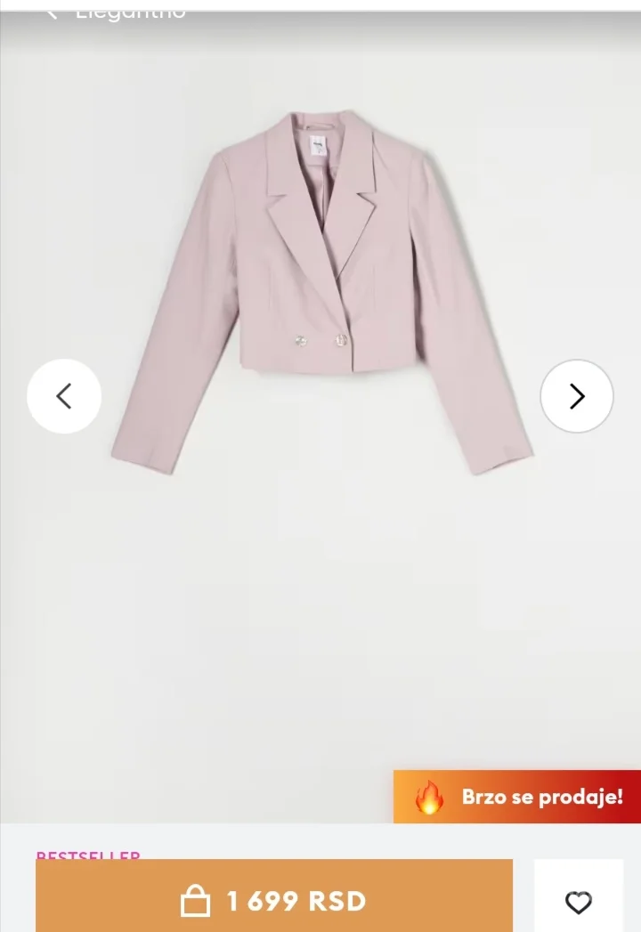 Sinsay lavanda crop sako