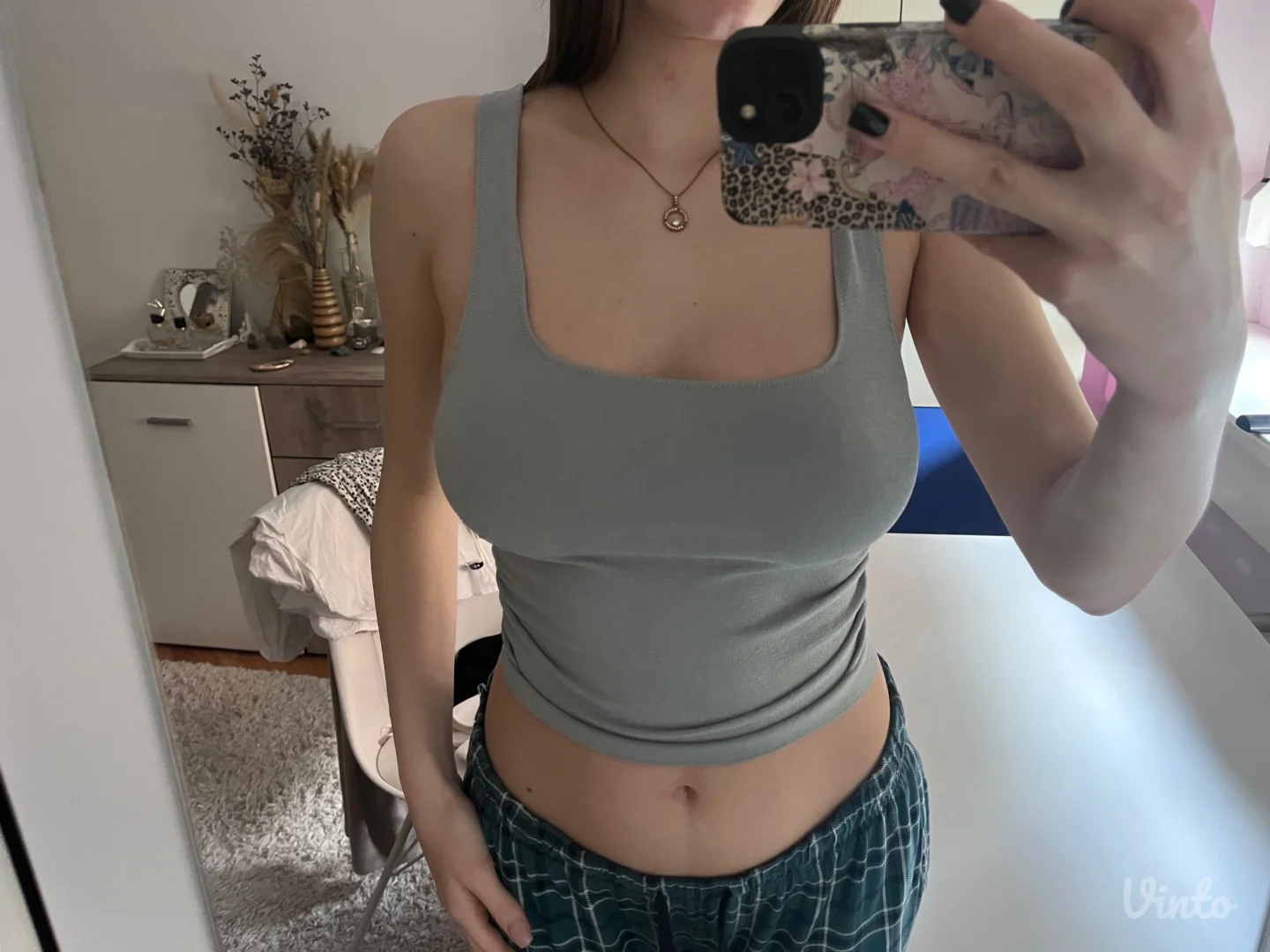 Zara seamless top srebrni