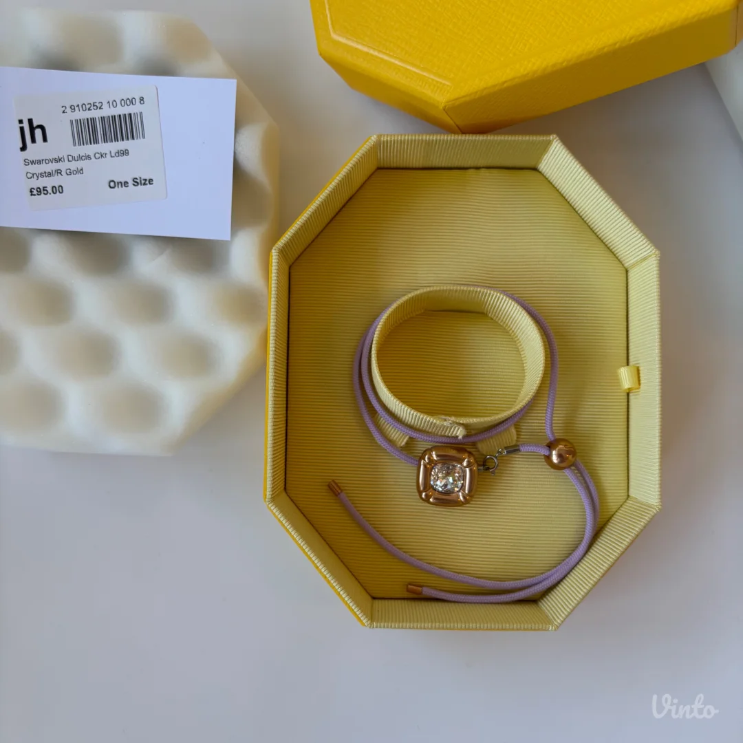 Swarovski Crystal Necklace Dulcis Lilac Purple Rose Gold Choker