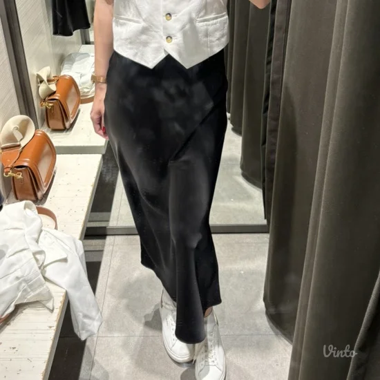 ZARA midi satenska suknja