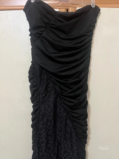 Crna dugacka top cipka haljina