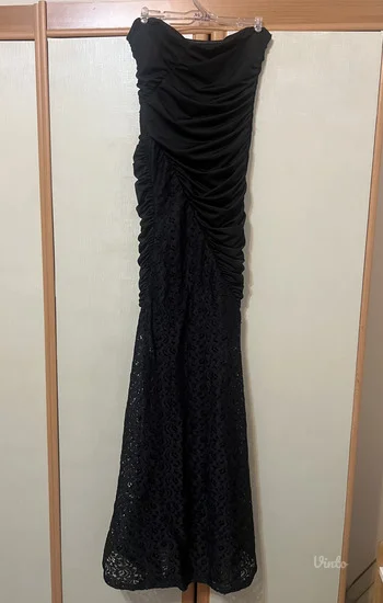 Crna dugacka top cipka haljina