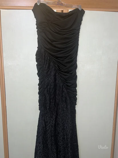 Crna dugacka top cipka haljina