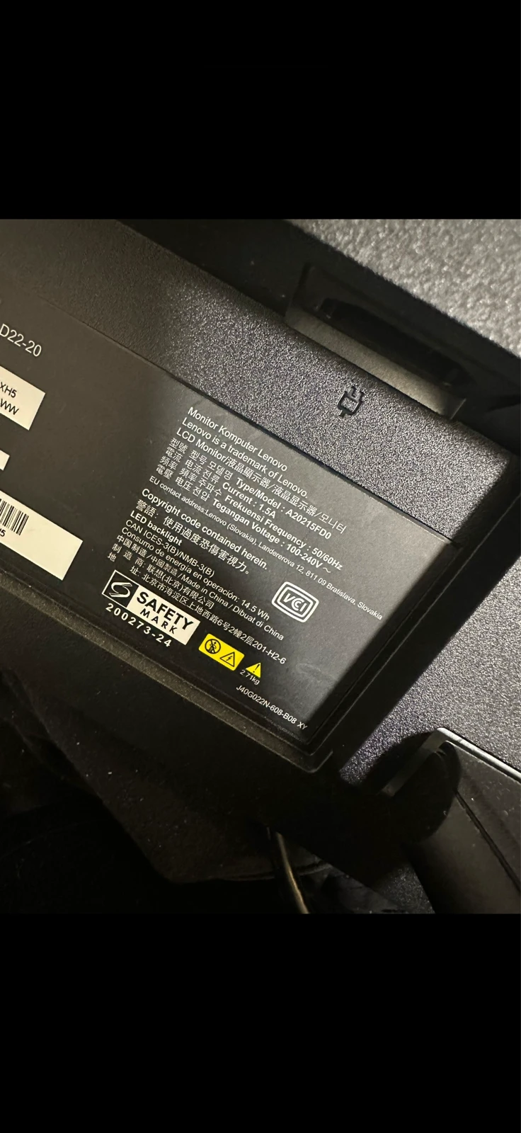 Lenovo D22-20 21.5" Full HD monitor