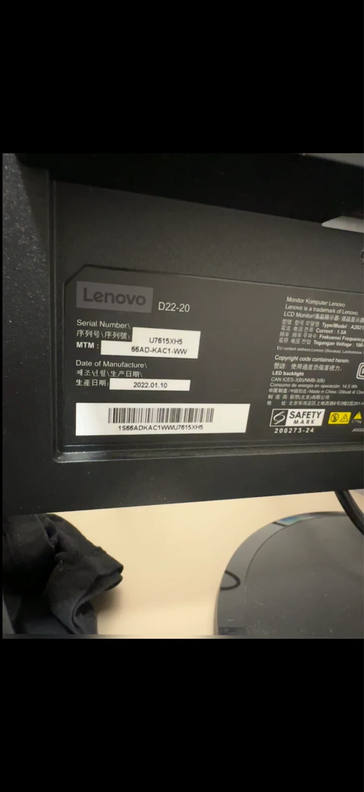 Lenovo D22-20 21.5" Full HD monitor