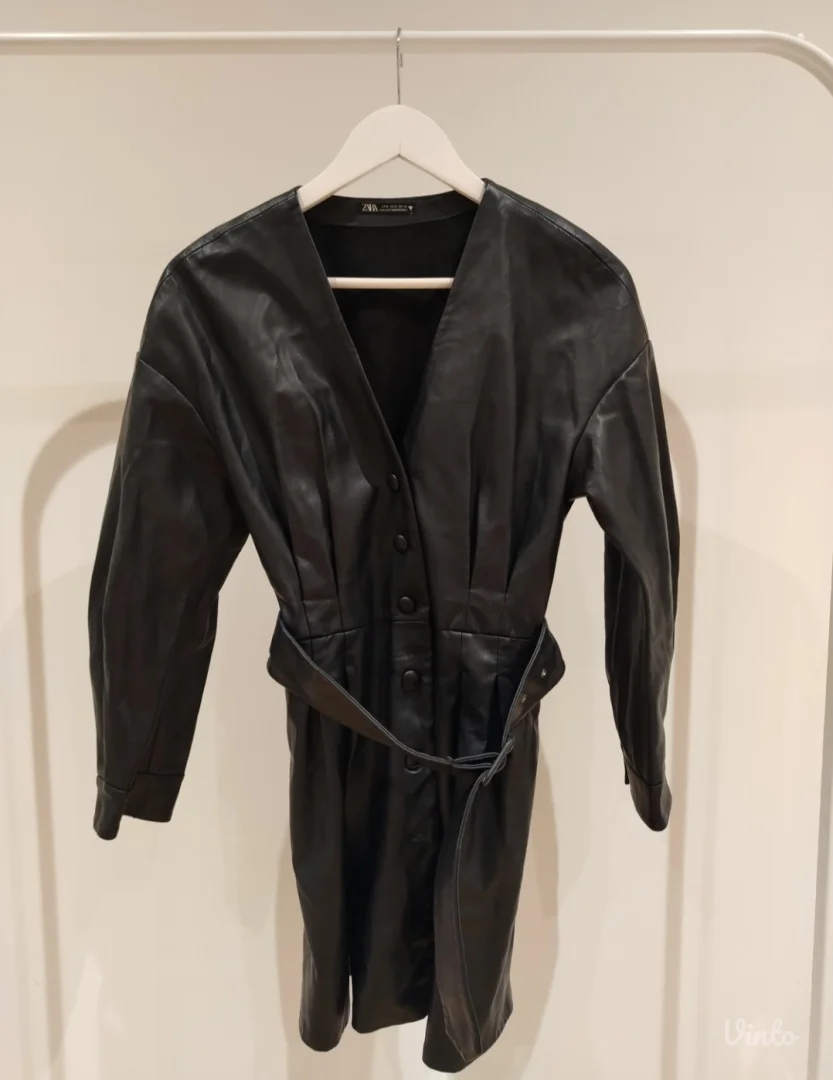 Zara crna kožna haljina