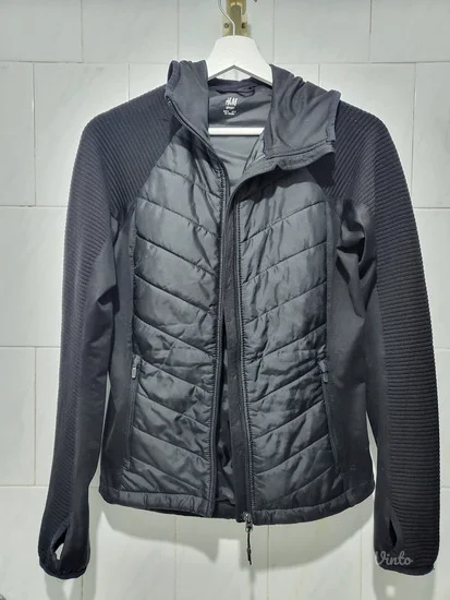 H&M jakna, sportska,crna,sa kapuljačom
