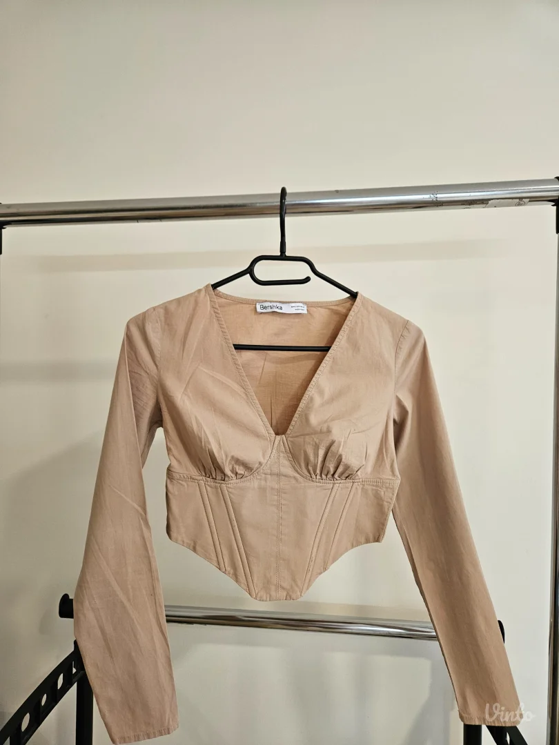 Bershka - krem crop korset