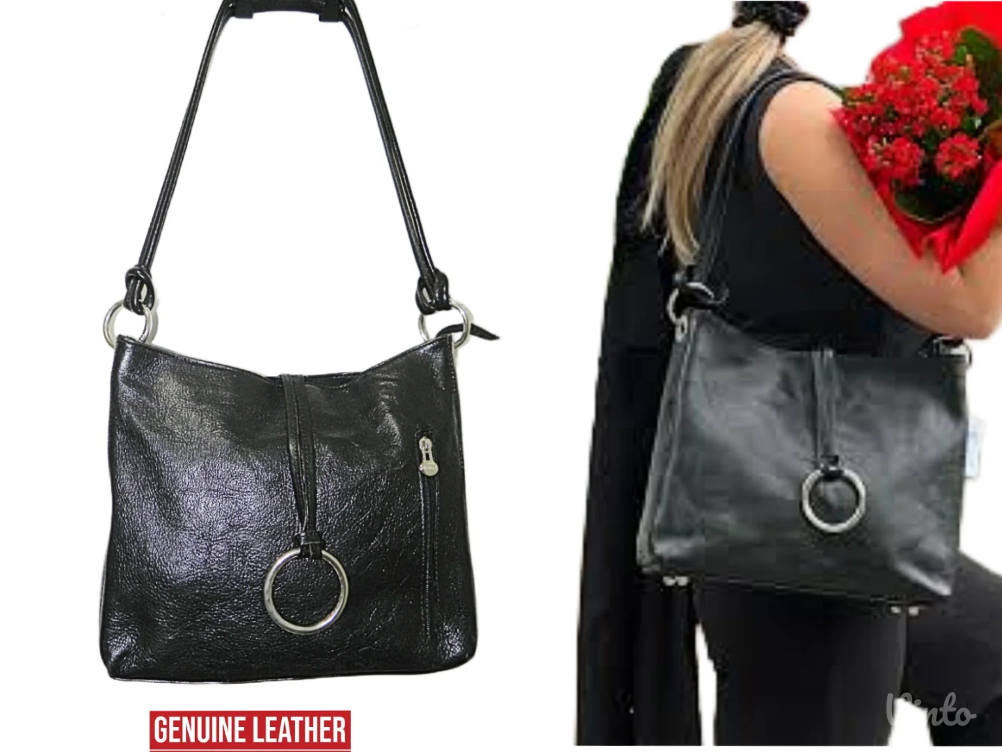 GENUINE LEATHER Made in Italy,kao nova kožna veća tašna