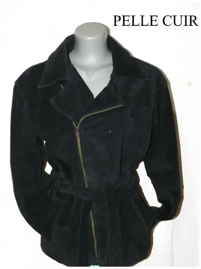 **PELLE CUIR**postavljena kratka kožna jakna-vel.S-36