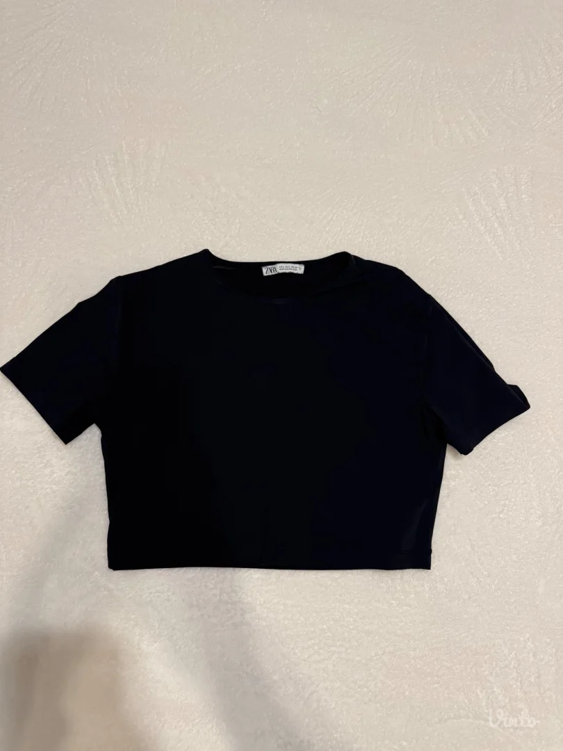 zara - crna i bela krop top majica