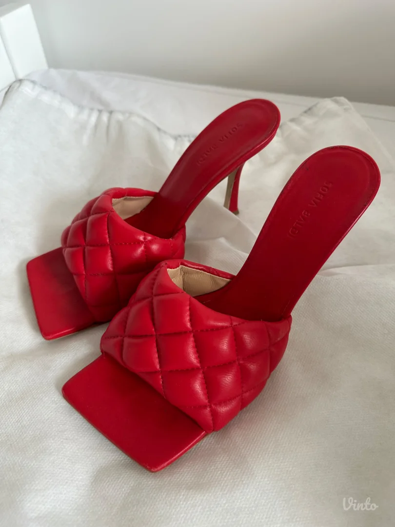 Sofia Baldi crvene kožne papuče (Square Toe) – Kao nove