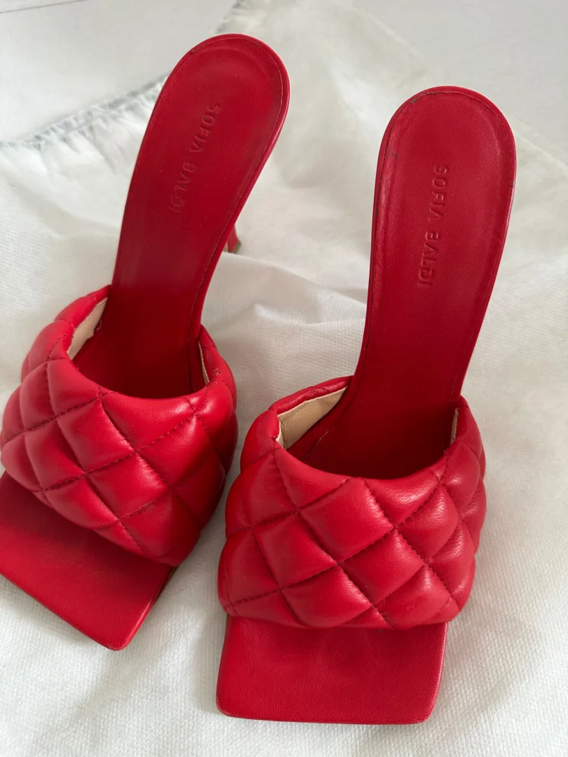 Sofia Baldi crvene kožne papuče (Square Toe) – Kao nove