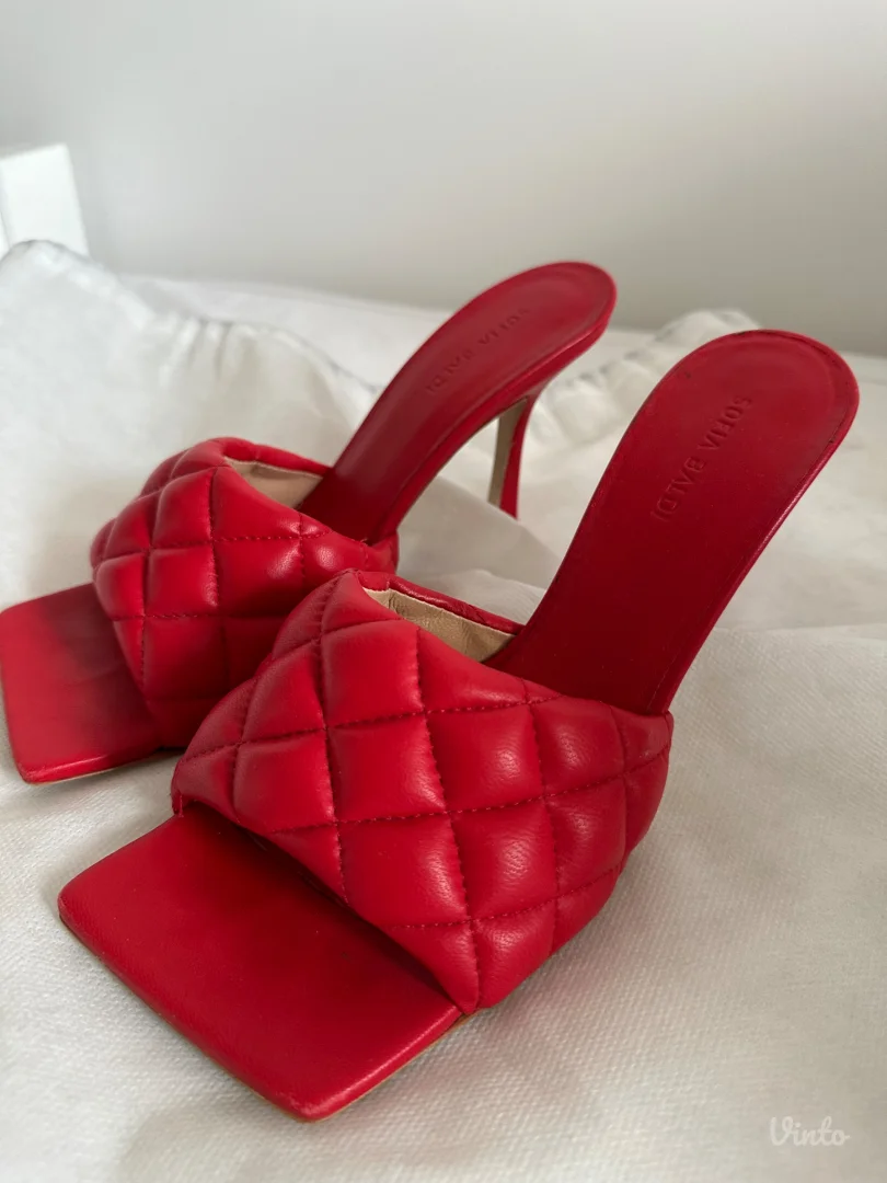 Sofia Baldi crvene kožne papuče (Square Toe) – Kao nove