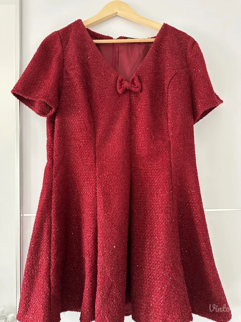 Naslov: Sinsay bordo haljina od tvida (XL) – Nošena jednom