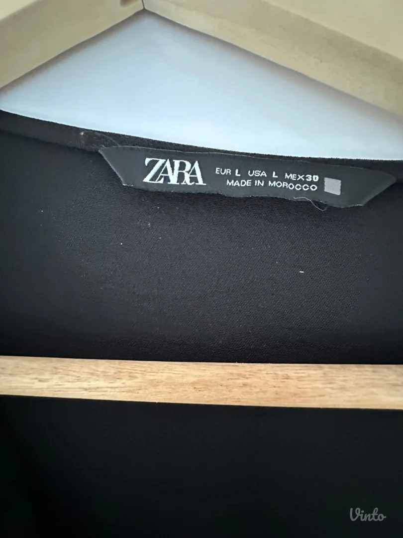 Zara crna midi haljina sa pojasom (L) – Kao nova