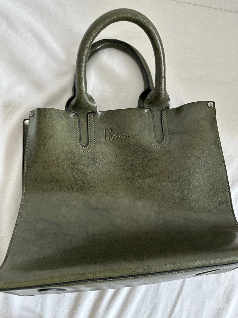 P.S. Fashion maslinasta torba – Oil wax efekat – Kao nova