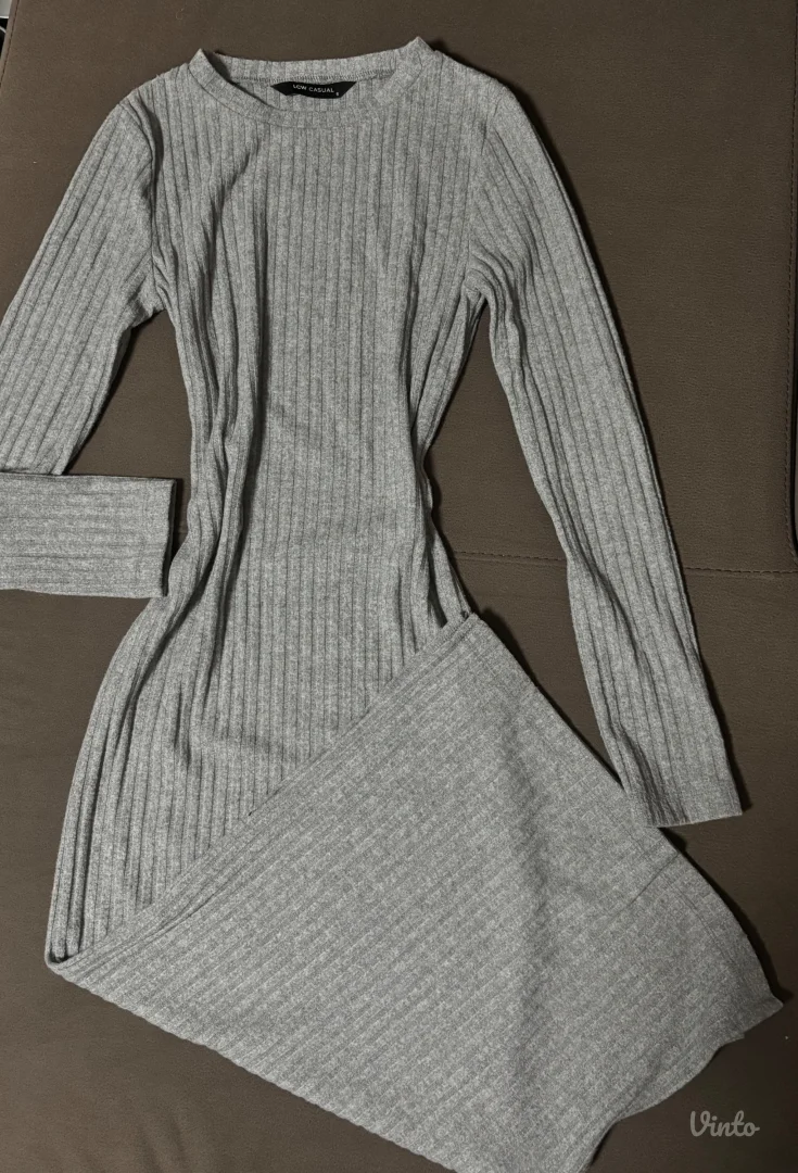 LCW siva rebrasta maxi haljina