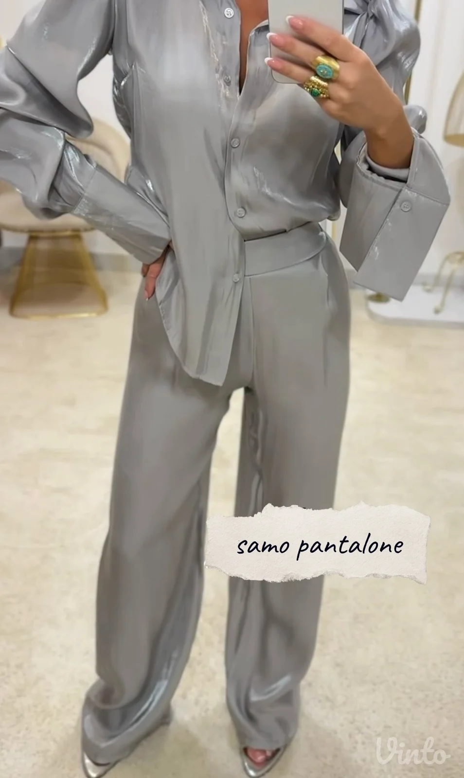 Svilene sive pantalone