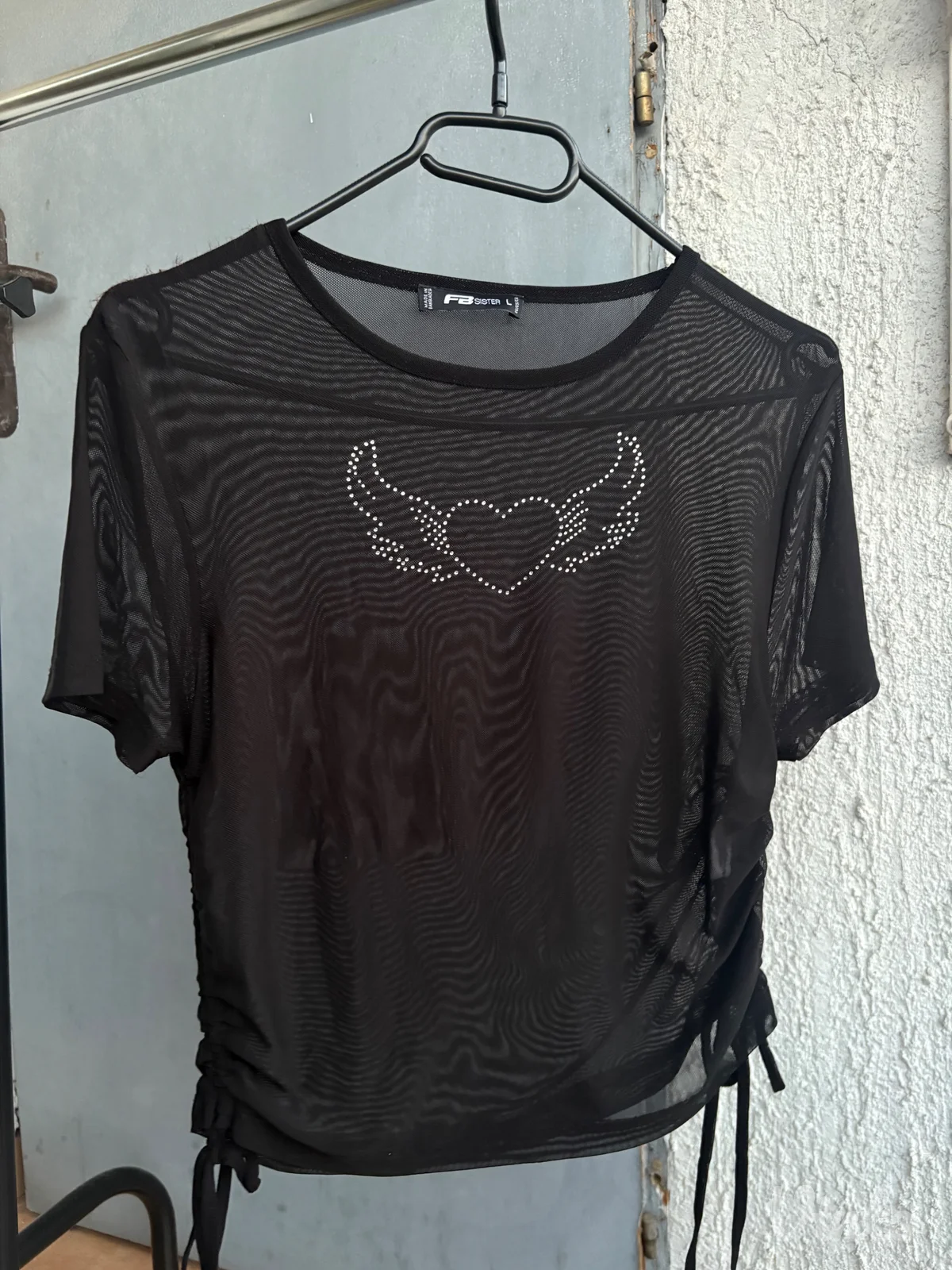 y2k crop top mesh majica sa cirkonima