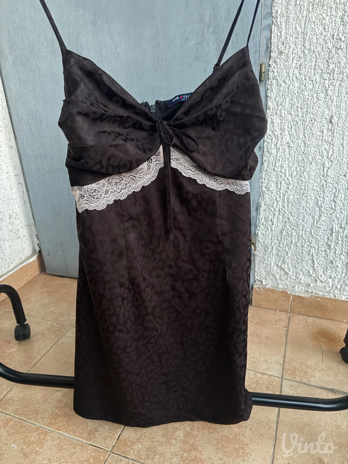 vintage haljina sa cipkom leopard print