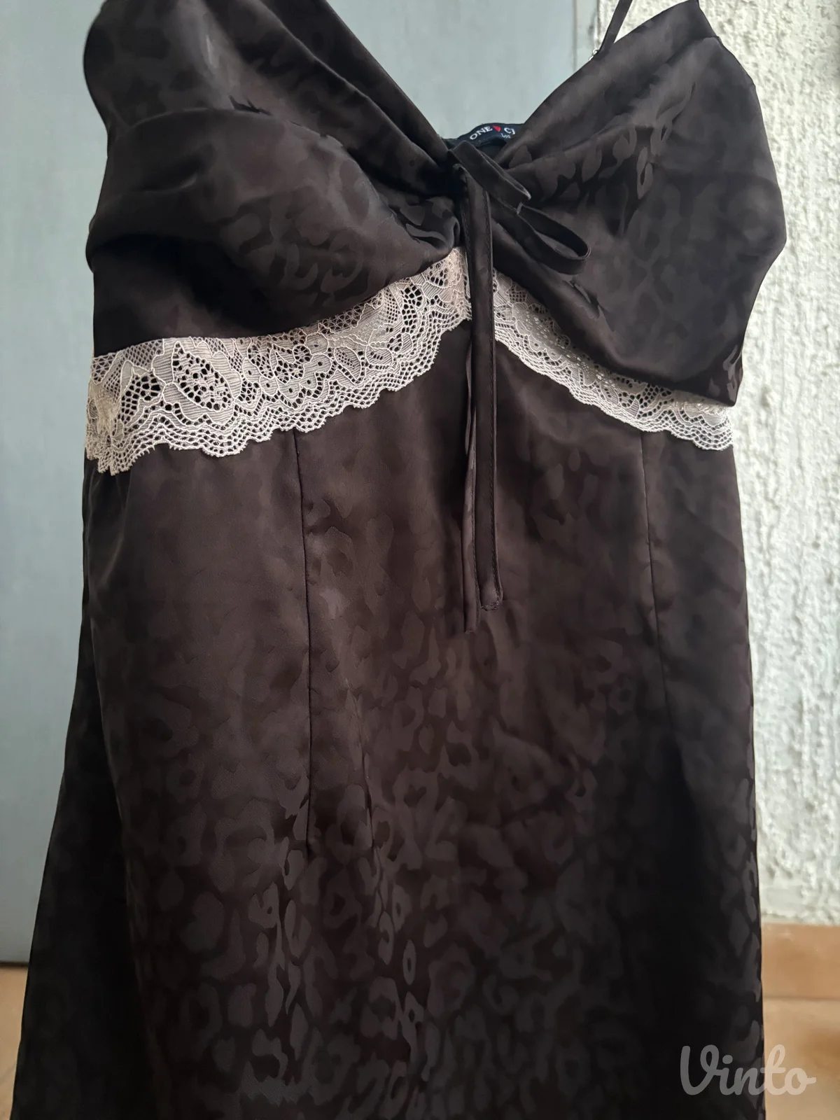 vintage haljina sa cipkom leopard print