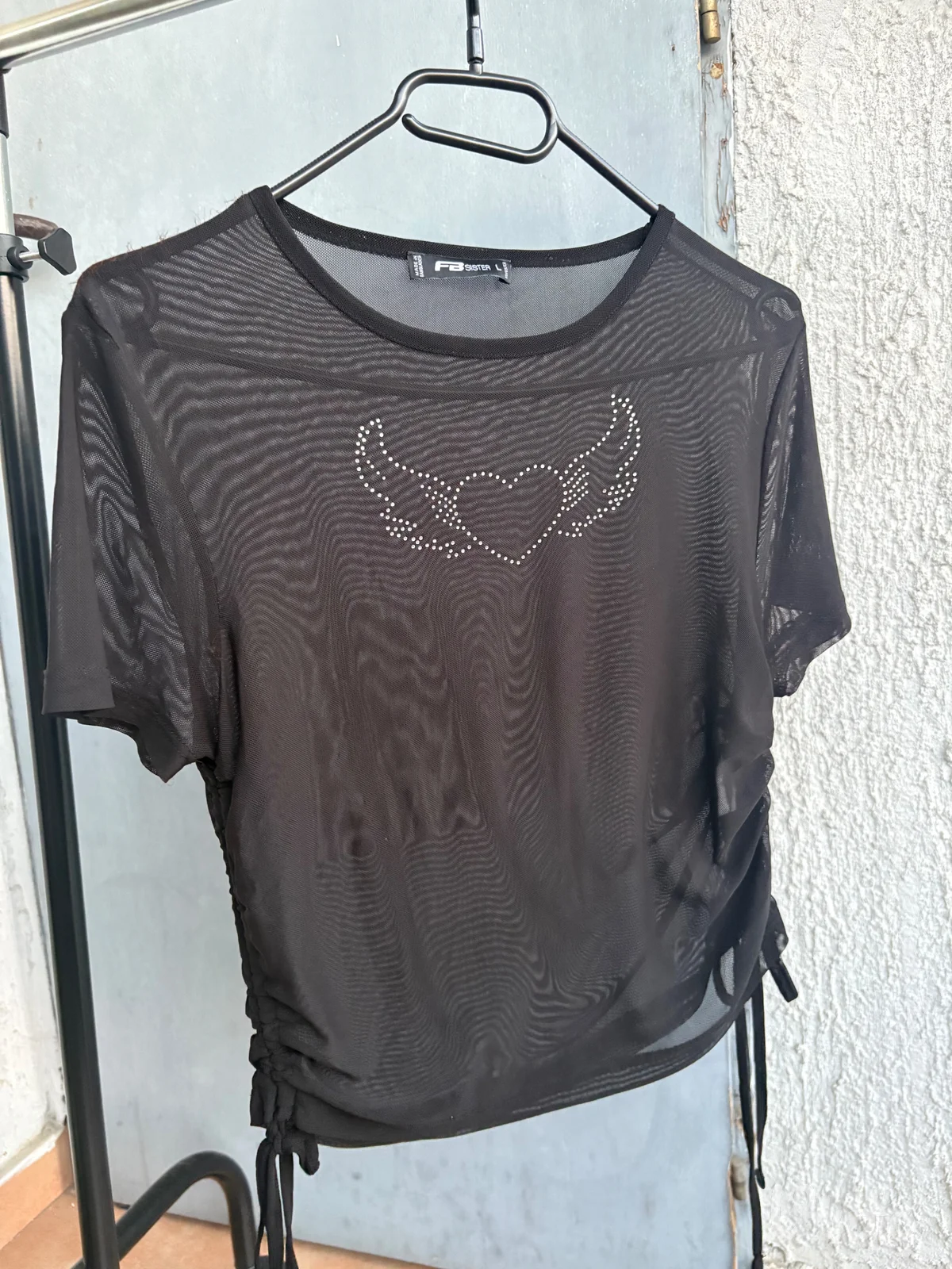 y2k crop top mesh majica sa cirkonima