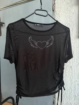 y2k crop top mesh majica sa cirkonima