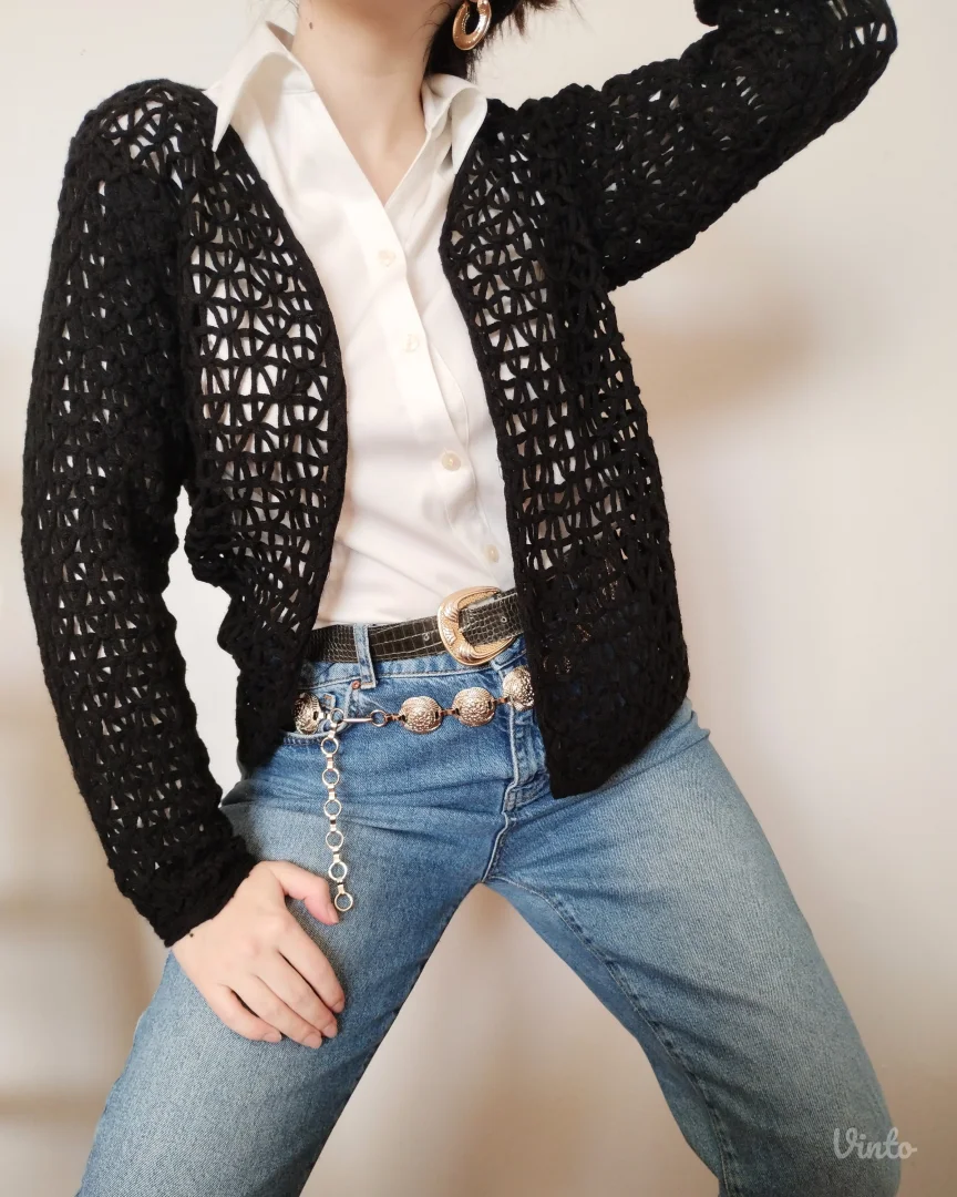 MORE&MORE crni pleteni kardigan