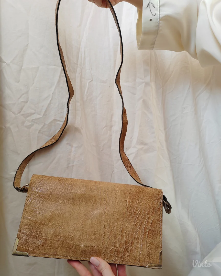 Vintage kožna kroko torbica