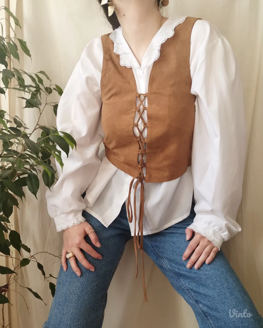 vintage kožni top