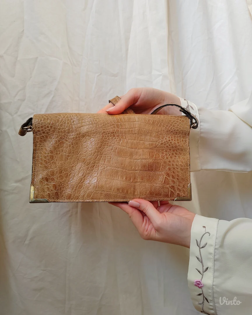 Vintage kožna kroko torbica