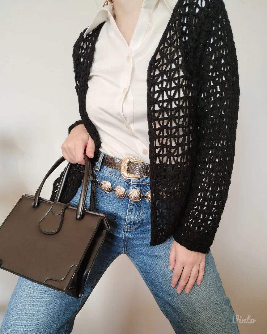 MORE&MORE crni pleteni kardigan