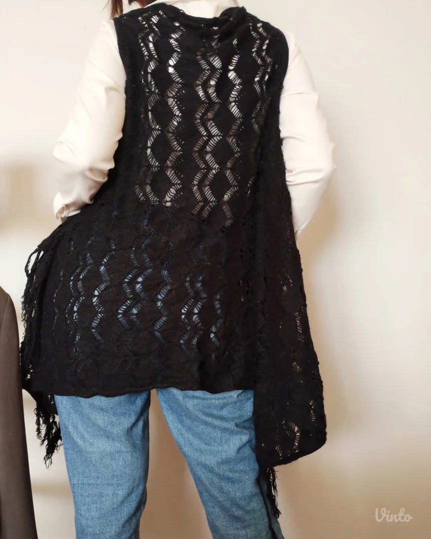 Boho-chic prsluk/kardigan/pončo sa resicama