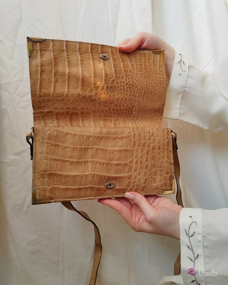 Vintage kožna kroko torbica