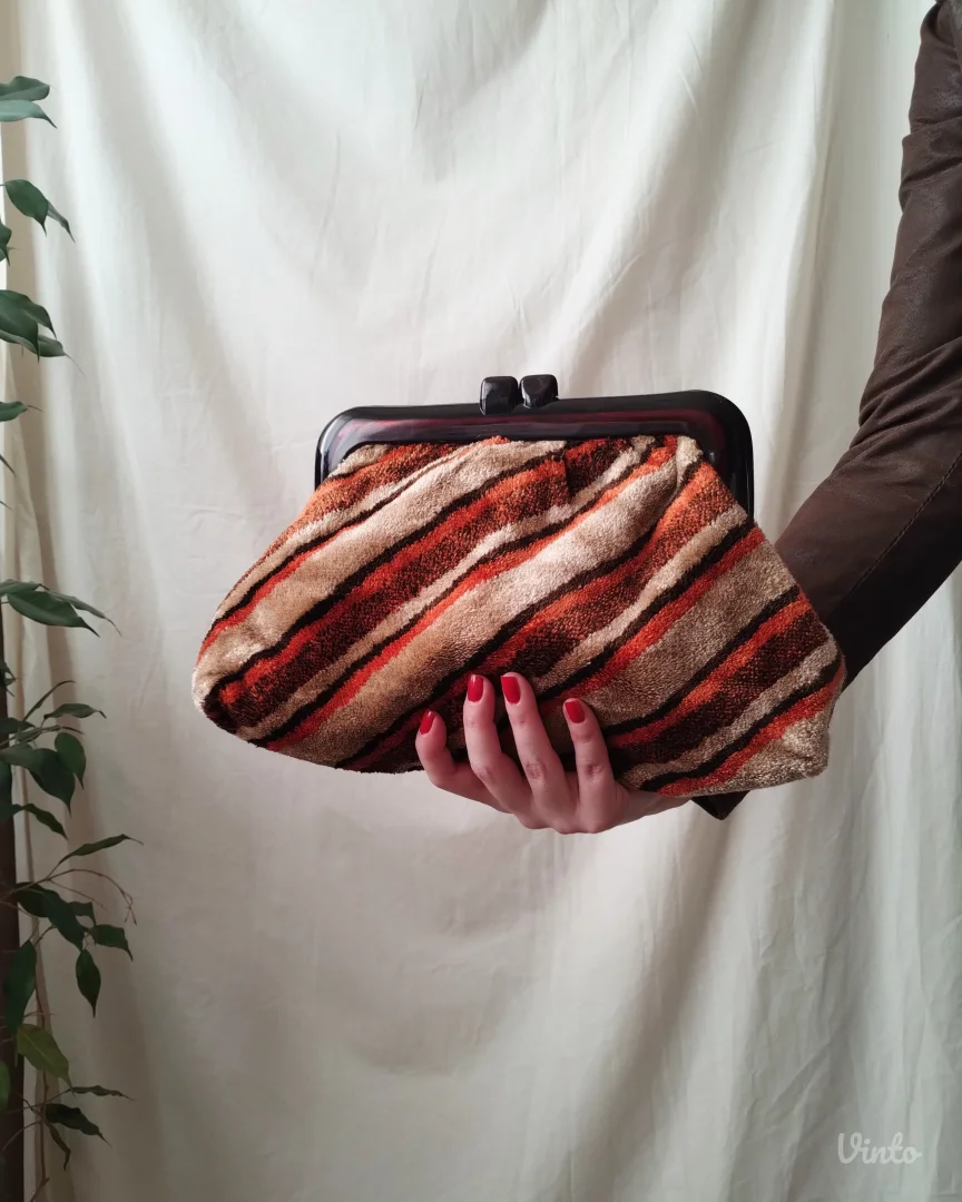 Vintage plišani set: torbica i novčanik